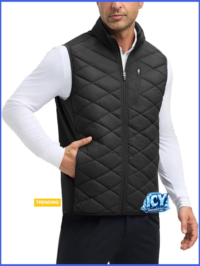 Men's Puffer Vest Lightweight Windproof Sleeveless Jacket With Pockets